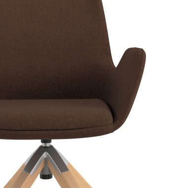 scandinavian chair brown wooden swivel fabric upholstered armrests 5