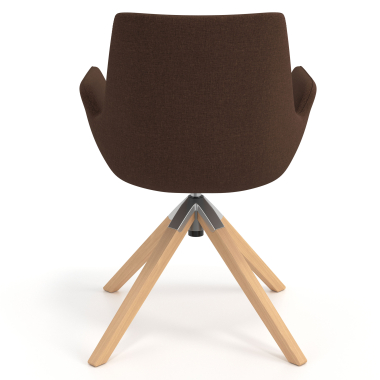 scandinavian chair brown wooden swivel fabric upholstered armrests 6