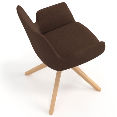 scandinavian chair brown wooden swivel fabric upholstered armrests 7