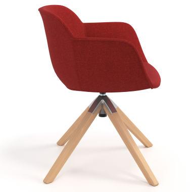 visitor chair red swivel chair fabric upholstered armrests 3