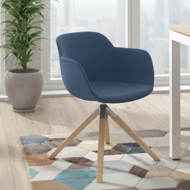 visitor chair blue swivel chair fabric upholstered armrests 2