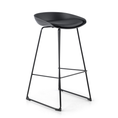 stool black stool metal legs synthetic leather no armrests 1