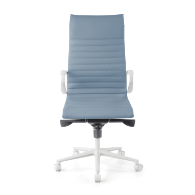 executive chair white blue high back white frame synthetic leather fixed armrests 3