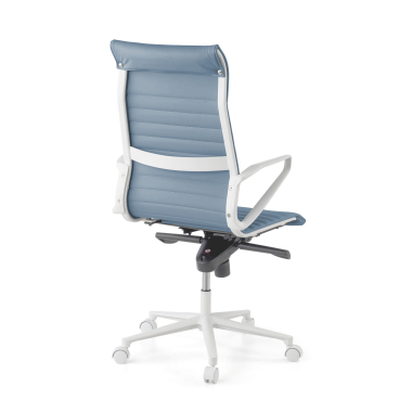 executive chair white blue high back white frame synthetic leather fixed armrests 6