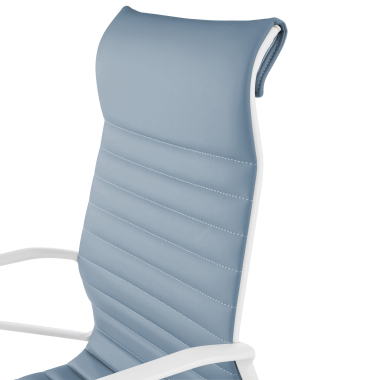 executive chair white blue high back white frame synthetic leather fixed armrests 9