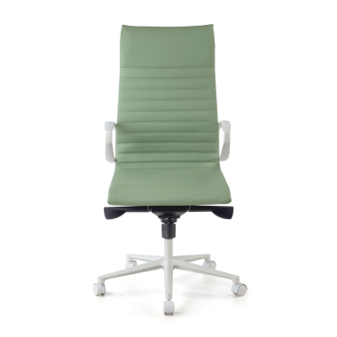 executive chair white green high back white frame synthetic leather fixed armrests 3