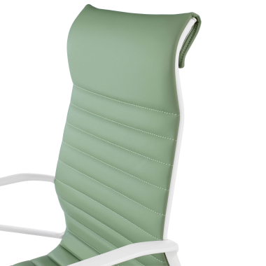 executive chair white green high back white frame synthetic leather fixed armrests 9