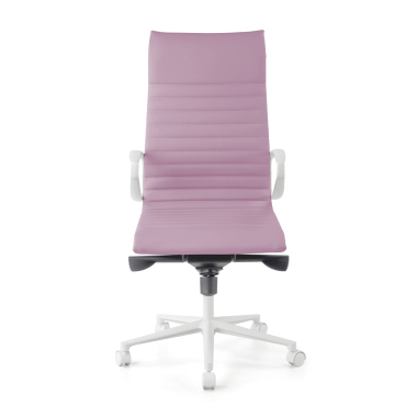 executive chair white pink high back white frame synthetic leather fixed armrests 3