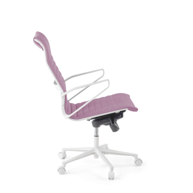 executive chair white pink high back white frame synthetic leather fixed armrests 5