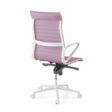 executive chair white pink high back white frame synthetic leather fixed armrests 6