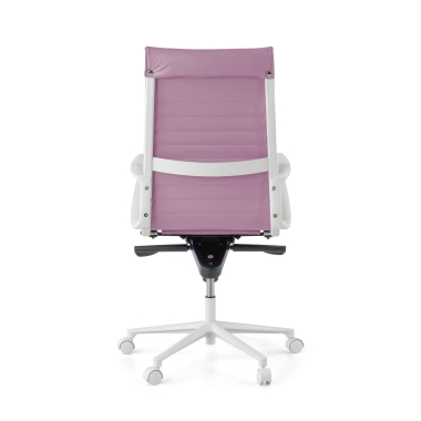 executive chair white pink high back white frame synthetic leather fixed armrests 7