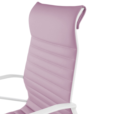 executive chair white pink high back white frame synthetic leather fixed armrests 9