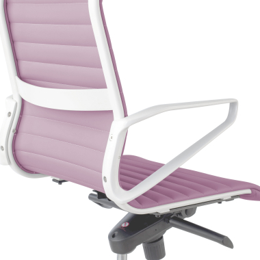 executive chair white pink high back white frame synthetic leather fixed armrests 10