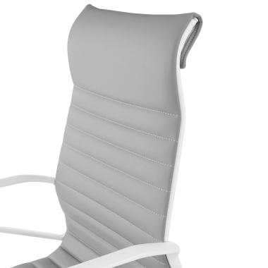 executive chair white grey high back white frame synthetic leather fixed armrests 9