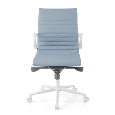 executive chair white blue low back white frame synthetic leather fixed armrests 3