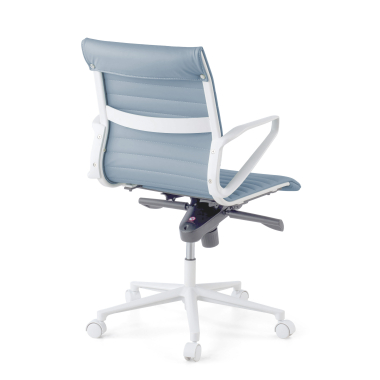 executive chair white blue low back white frame synthetic leather fixed armrests 6
