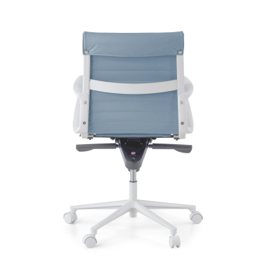 executive chair white blue low back white frame synthetic leather fixed armrests 7