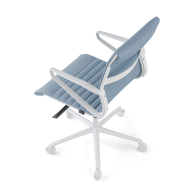 executive chair white blue low back white frame synthetic leather fixed armrests 8