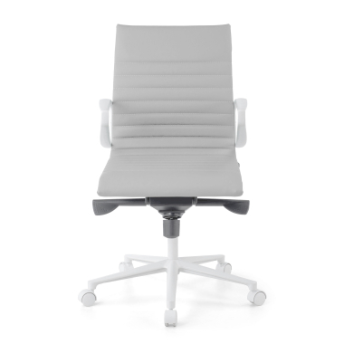 executive chair white grey low back white frame synthetic leather fixed armrests 3