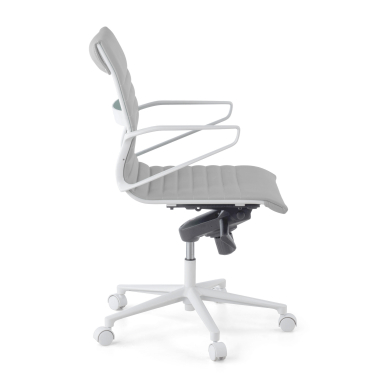 executive chair white grey low back white frame synthetic leather fixed armrests 4