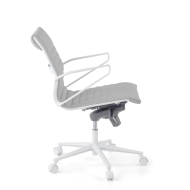 executive chair white grey low back white frame synthetic leather fixed armrests 5