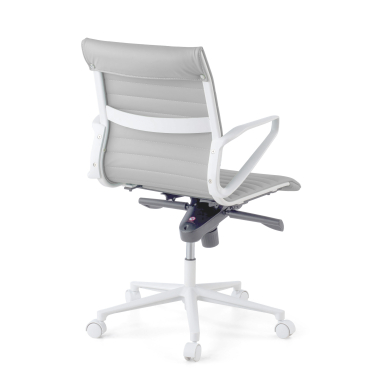 executive chair white grey low back white frame synthetic leather fixed armrests 6