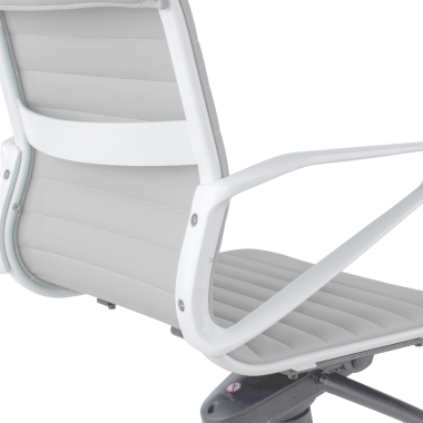 executive chair white grey low back white frame synthetic leather fixed armrests 10