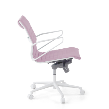 executive chair white pink low back white frame synthetic leather fixed armrests 5