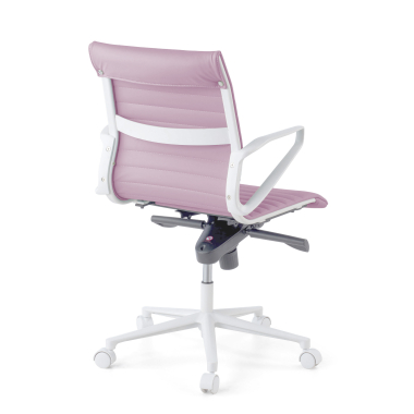 executive chair white pink low back white frame synthetic leather fixed armrests 6