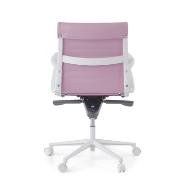 executive chair white pink low back white frame synthetic leather fixed armrests 7