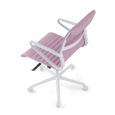 executive chair white pink low back white frame synthetic leather fixed armrests 8