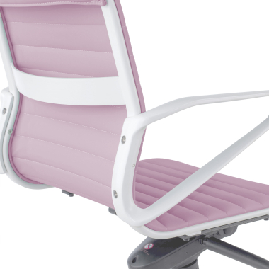 executive chair white pink low back white frame synthetic leather fixed armrests 10