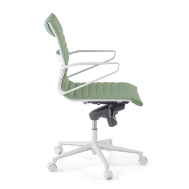 executive chair white green low back white frame synthetic leather fixed armrests 4