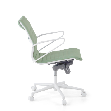 executive chair white green low back white frame synthetic leather fixed armrests 5