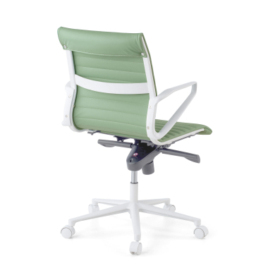 executive chair white green low back white frame synthetic leather fixed armrests 6