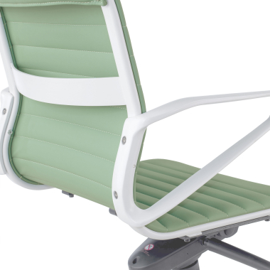 executive chair white green low back white frame synthetic leather fixed armrests 10