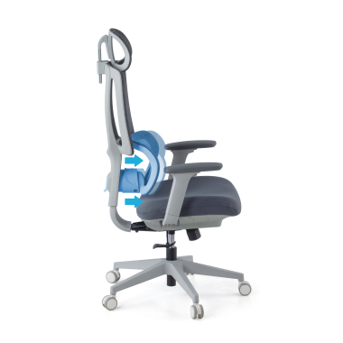 ergonomic chair white grey essenza mesh 3d adjustable armrests double lumbar support headrest 4