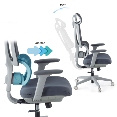 ergonomic chair white grey essenza mesh 3d adjustable armrests double lumbar support headrest 11
