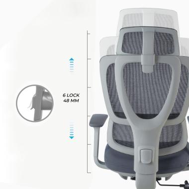 ergonomic chair white grey essenza mesh 3d adjustable armrests double lumbar support headrest 9