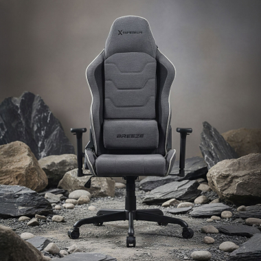 gaming chair gray breeze fabric movable armrests headrest cushion headrest 9