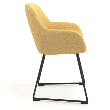 visitor chair yellow sled base frame fabric upholstered armrests 3