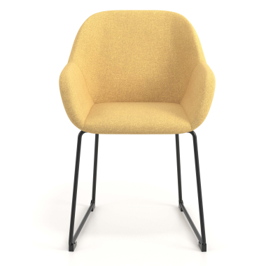 visitor chair yellow sled base frame fabric upholstered armrests 4