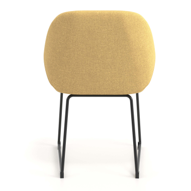 visitor chair yellow sled base frame fabric upholstered armrests 6