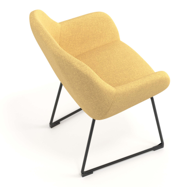 visitor chair yellow sled base frame fabric upholstered armrests 7