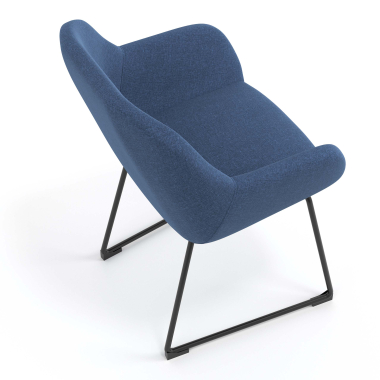 visitor chair blue sled base frame fabric upholstered armrests 7