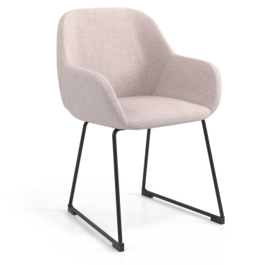 visitor chair beige sled base frame fabric upholstered armrests 1