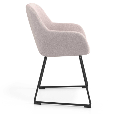 visitor chair beige sled base frame fabric upholstered armrests 3