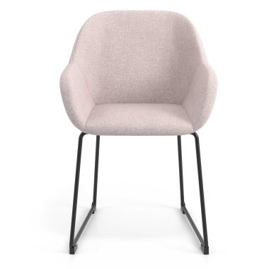 visitor chair beige sled base frame fabric upholstered armrests 4