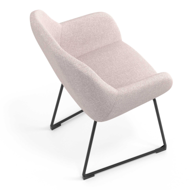 visitor chair beige sled base frame fabric upholstered armrests 7