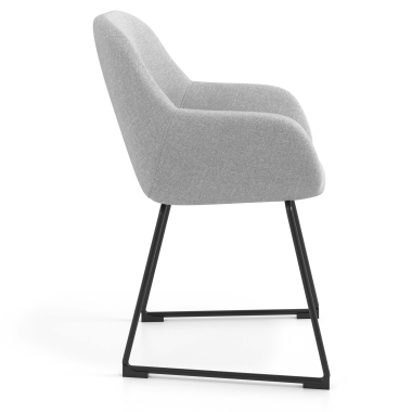 visitor chair light gray sled base frame fabric upholstered armrests 3